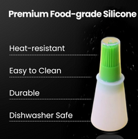Components of the disassembled silicone oil dispenser bottle for easy cleaning.