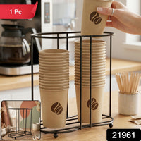 Compact multipurpose cup organizer rack in metal for kitchen or office use