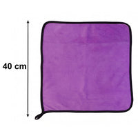Purple microfiber cleaning cloth laid flat