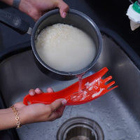 Compact rice washer with integrated strainer, perfect for small kitchens.