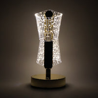 Side view of luxury LED double shade crystal table lamp