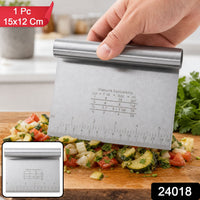 Stainless steel bench scraper with ruler markings for baking