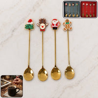 Mix golden cartoon spoon set with playful design for kids and adults