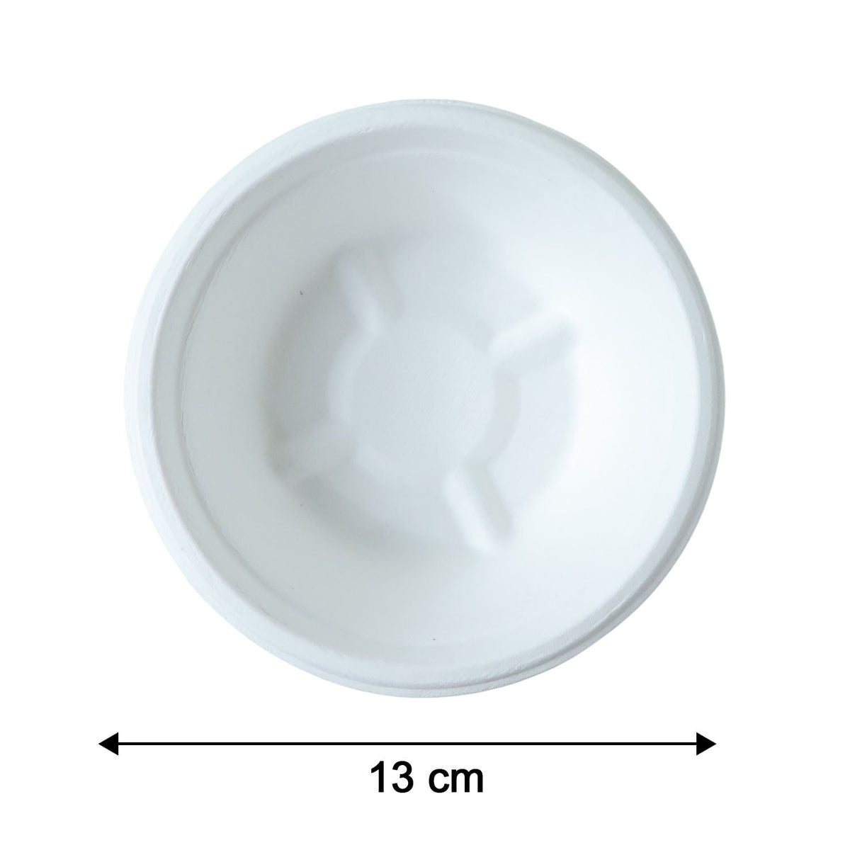 Vegnar 240ml compostable bowl with overlay showing product dimensions in centimeters