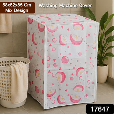 Laundry protector cover in multi-color design on washing machine