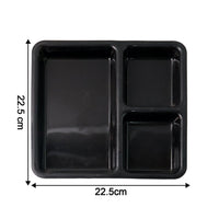 Durable plastic serving tray featuring raised rim to minimize spills
