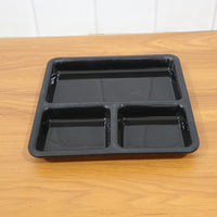 Black plastic 3-compartment serving tray for organized meals