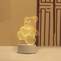 3D illusion Teddy bear LED lamp glowing in dark