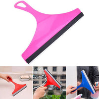A vibrant pink car mirror wiper with a black rubber blade is shown, alongside three smaller in-use images of similar wipers.