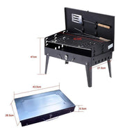 Briefcase BBQ grill with its sturdy handle, demonstrating easy portability.