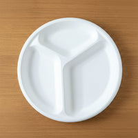 Set of compostable 10 inch section plates made from renewable bagasse