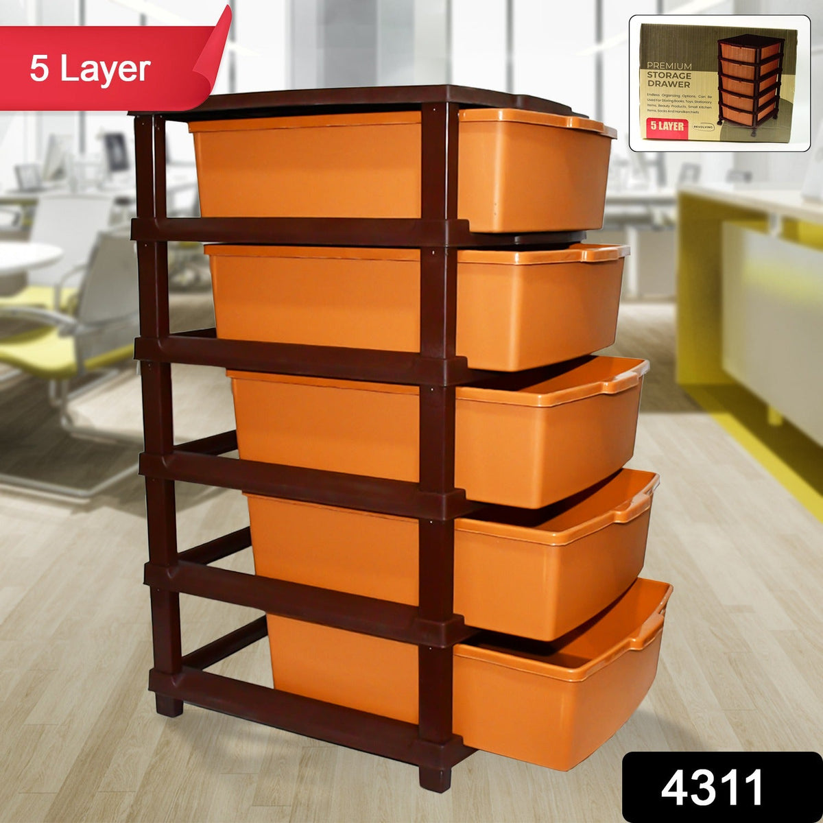 Top view of Plastic Home Storage Organizer with modular drawer design