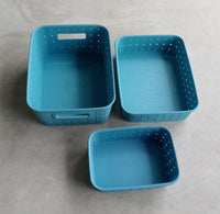 The complete set of three sky blue storage baskets from Organivo.