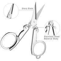 Multiple views of the durable folding scissor for various uses.
