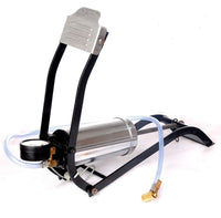 Ergonomic steel foot pump with durable build, ready for heavy-duty use.