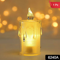 Close-up of Styleva's battery-operated crystal LED candle on a dark surface.