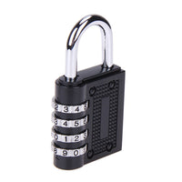 A hand demonstrating the compact size of the 4-digit combination lock.