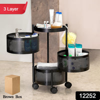 Kitchen trolley showing smooth rolling wheels and multi-layer storage