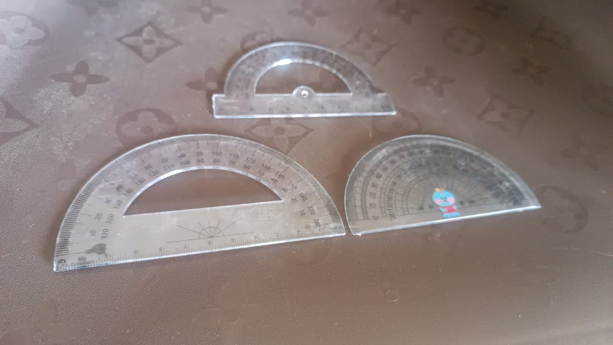 Multipurpose Transparent Plastic Protractor Set (3 Pcs Set)