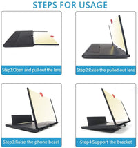 Compact mobile phone screen amplifier providing clear, enlarged viewing.