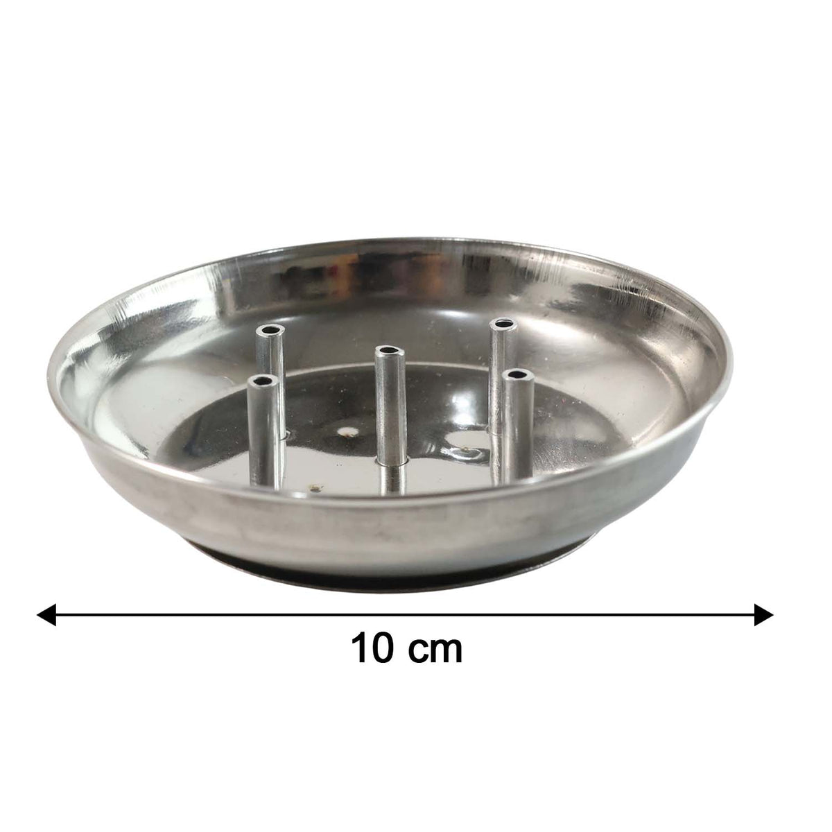 Multi-stick incense display on compact stainless steel agarbatti stand