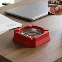 Heat-resistant ashtray with a stainless steel inner bowl for durability