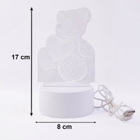Fully lit 3D teddy bear LED night lamp