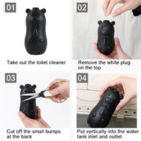Bear shaped automatic flush toilet cleaner in bathroom setting