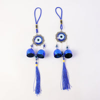 Evil eye hanging ornament wind chime displaying protective nazar charm
