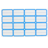 Sheet showcasing self-adhesive rectangular label stickers for jars