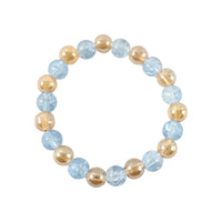 Display of crystal beaded dual-tone stretch bracelet
