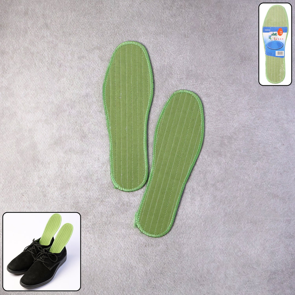 Pair of comfort shoe insoles size 37 with breathable fabric