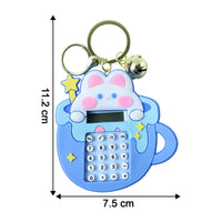 Mini digital calculator keychain with bunny design