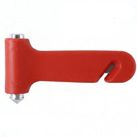 Vehicle emergency tool with window breaker and seatbelt slicer