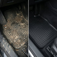 Resilient rubber car mats with anti-slip textured surface for safety