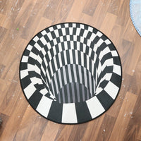 3D illusion round rug enhancing style in a modern living room