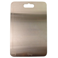 Top view of compact stainless steel kitchen chopping board