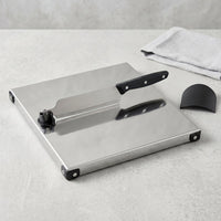 Stainless Steel 2 In 1 Cutting and Chopping Board with Built In Knife (1 Set) view 3