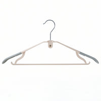 Space-saving plastic hangers for closet organization
