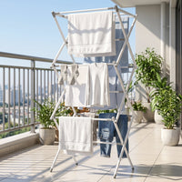 3 Tier Folding Clothes Drying Rack Laundry Cloth Dryer Stand for Balcony (1 Set) view 3