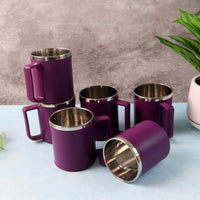 Set of 6 stylish coffee mugs featuring durable stainless steel interior