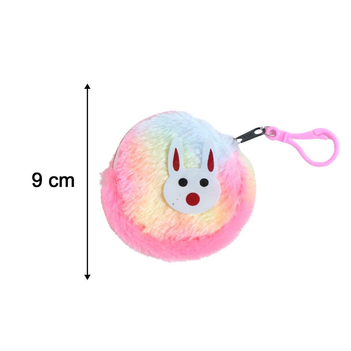 Small rainbow fur coin purse with keychain