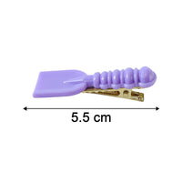 Size comparison image showing dimensions of cartoon hair clip set