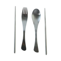 Eco friendly reusable cutlery with spoon, fork and chopsticks