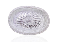 Top-down view of the oval silver serving tray, ideal for festive spreads.