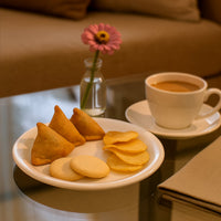 Set of plastic round dinner plates designed for home and commercial use