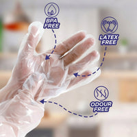 Single use plastic gloves for cleaning and food safety