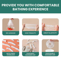 Close-up of disposable shower cap fabric showing waterproof texture