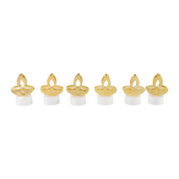 Decorative LED tealight candle with golden diya design illuminated