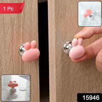Close-up of the cute bunny ear cabinet knob showcasing its smooth finish and design.